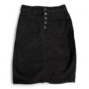 GUESS Black Denim‎ Skirt Stretchy Button Fly Midi Mini size 29 Party Date 7 9 28